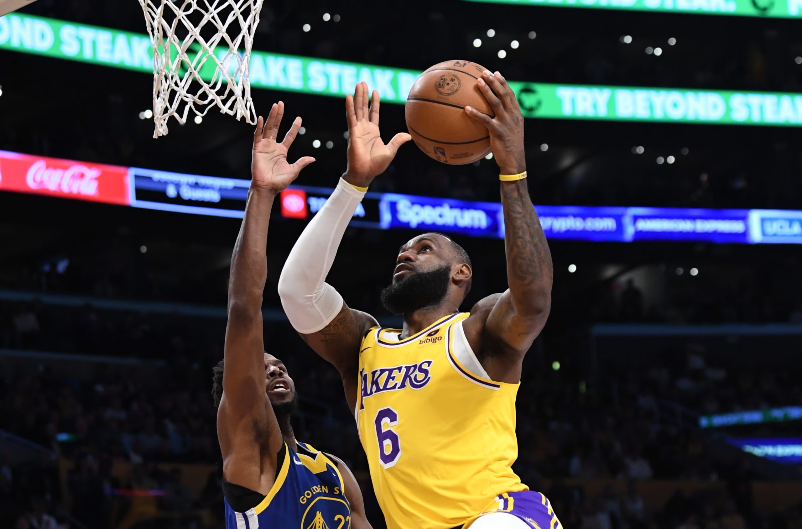 LeBron James, Lakers eliminate champion Warriors with 122-101 victory ...