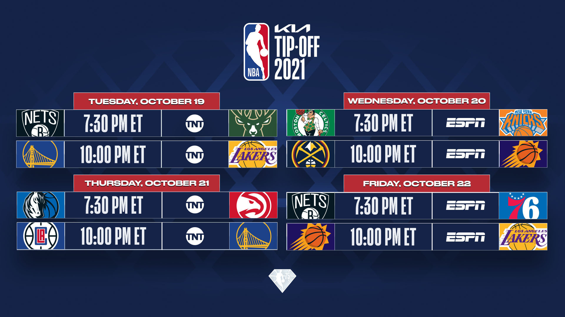 NBA reveals Kia NBA TipOff and Christmas Day schedules